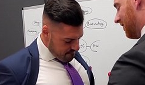 Bearded businessman hunk rack up some tight last analysis