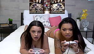 2 horny teens take a break from gaming to fuck