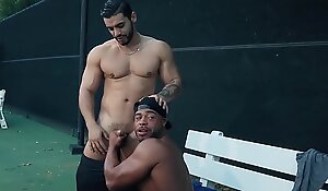 Hothouse sexy arab black guys being slick with the dick in public