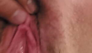 Wife's big clit closeup - spreading her pink pussy wide
