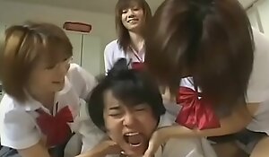 Japanese high school girls abusing new student