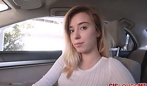 Hot blonde teen stepsister fucked by brother in his car