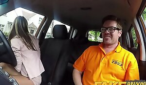 Fake driving school hot and lonely blonde russian fucked to orgasm in car