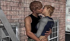 3d cartoon babe gets fucked hard on a fire escape