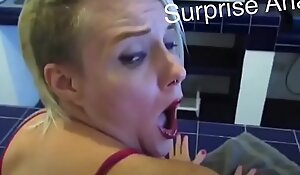 Anal surprise while she cleans the kitchen i fuck her ass with no warning