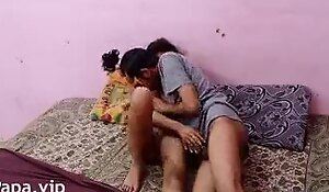 Indian hot skinny young horny babe with natural tits has midnight sex with step - hot sex