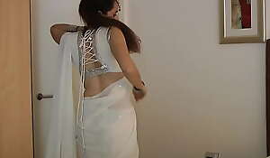 Indian college girl jasmine mathur in white indian sari